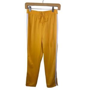Lovers + Friends Yellow Track Jogger Pants Stripe High Waisted Zip Ankle Small